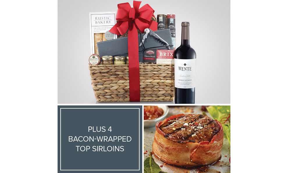 Wine & Charcuterie Picnic Basket with Steak Omaha Steaks