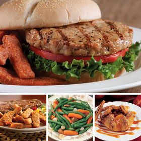 Chicken Patty Buffet, gourmet food delivery, premade dinner, ready prepared poultry meal, prepared dinner