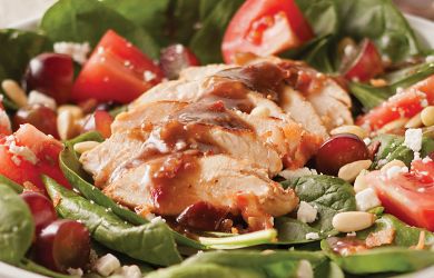 Hot Grilled Spinach  Chicken with bacon and Bacon hot recipe vinaigrette Vinaigrette Salad