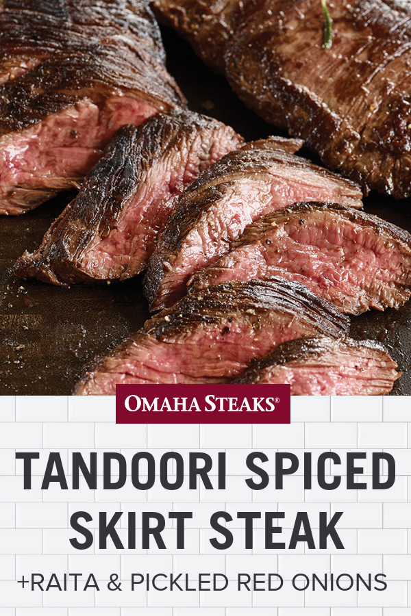 Tandoori spiced skirt sous vide recipe with raita (a Greek yogurt based spicy condiment) and pickled red onion Indian style cuisine. Serve on Naan bread, fluffy pitas or corn tortillas with the raita and pickled red onion for tandoori skirt steak taco style #raitarecipe #skirtsteakrecipe #skirtsteak #tandooritacos #steaktacos #Indianrecipe