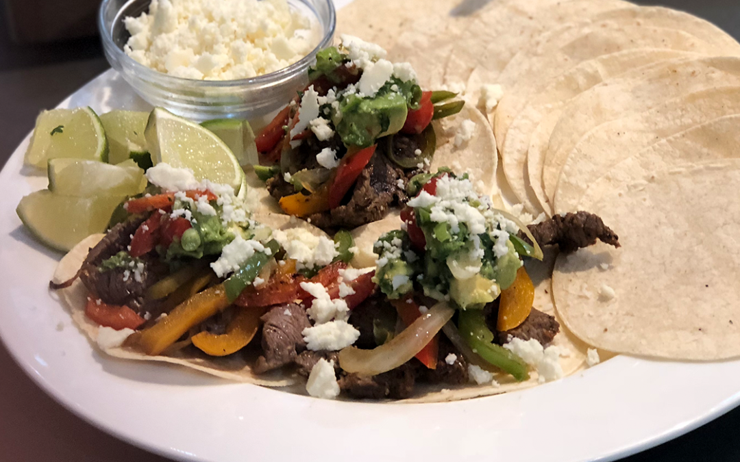 Flat Iron Steak Fajitas with Tomato & Avocado Salsa