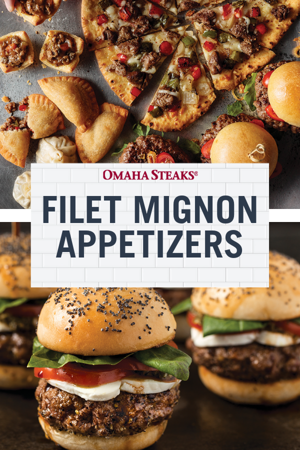 Make your next dinner party extraordinary with filet mignon appetizers, featuring aged, tender, juicy Omaha Steaks filet mignon. Try filet mignon sliders, empanadas, dumplings, pastry bites, filet mignon cheesesteak artisan flatbread, spring rolls or pastry pockets. Try these easy to cook and delicious filet mignon appetizers as a snack or quick meal.