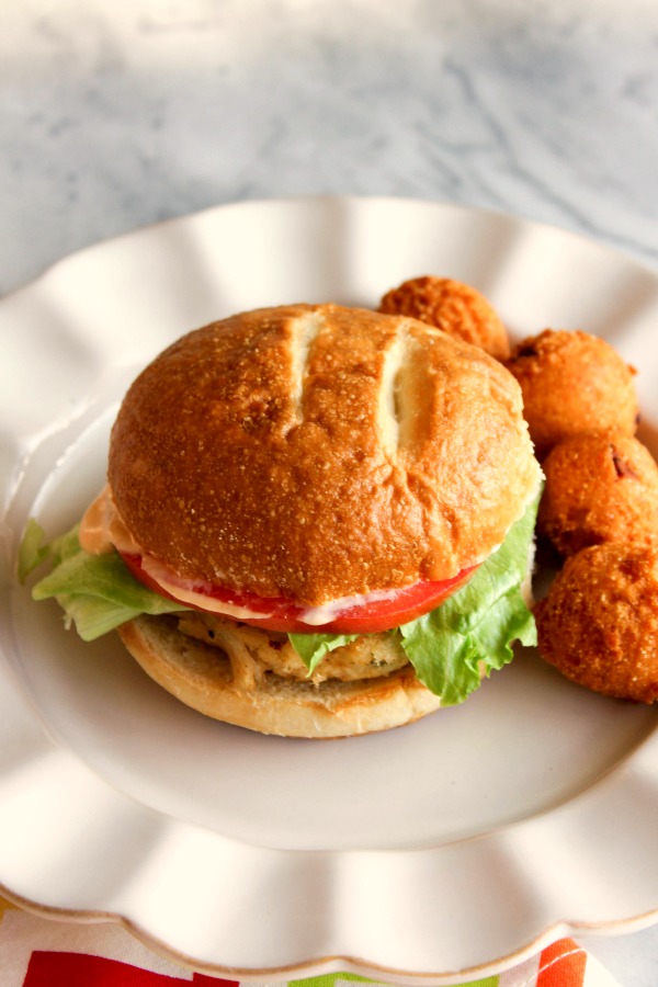 Crab Cake Sandwiches with Spicy Remoulade and Homemade Hush Puppies