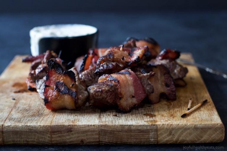 BaconWrapped Tenderloin Tips with Creamy Horseradish Dipping Sauce Omaha Steaks