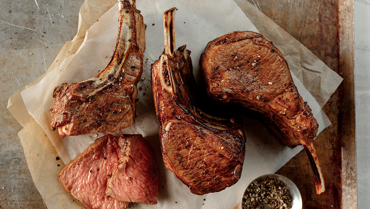 Cooked New Zealand bone-in lamb chops