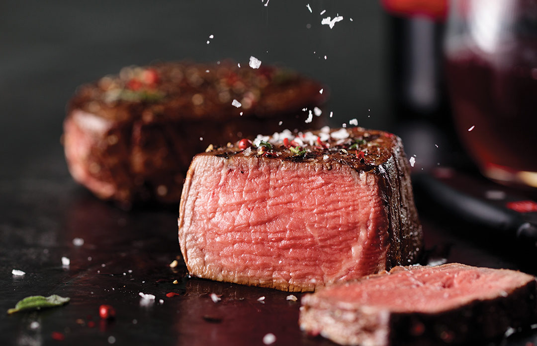 filet mignon sliced