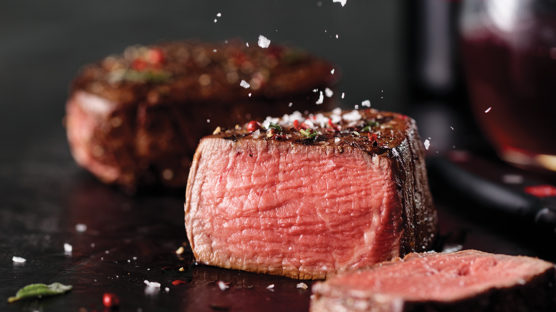 filet mignon sliced