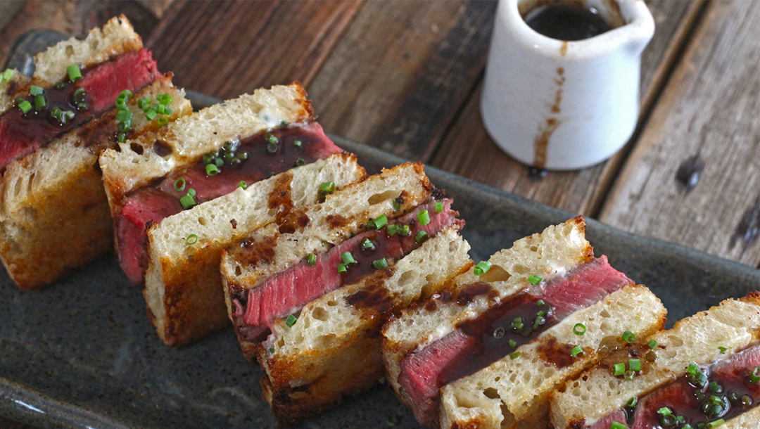 wagyu sandwiches on plate