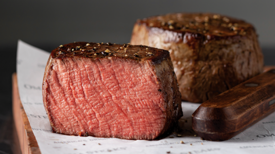 butcher's cut filet mignon cooked and sliced