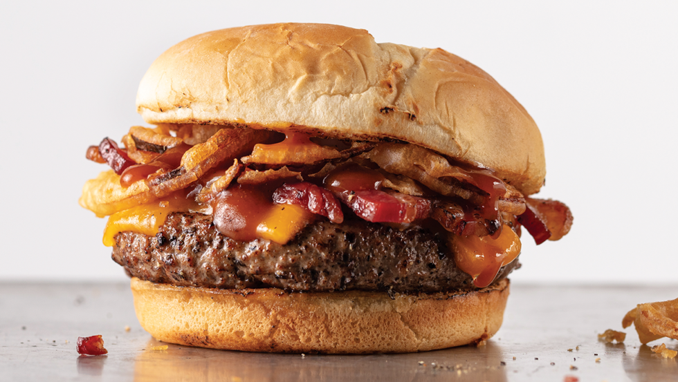 BBQ & Bacon Brisket Burger with Candied Bacon Omaha Steaks