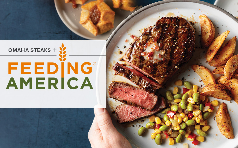 omaha steaks and feeding america with plate of food