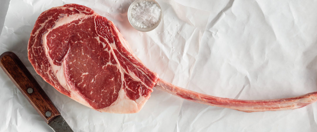 tomahawk ribeye on butcher's paper
