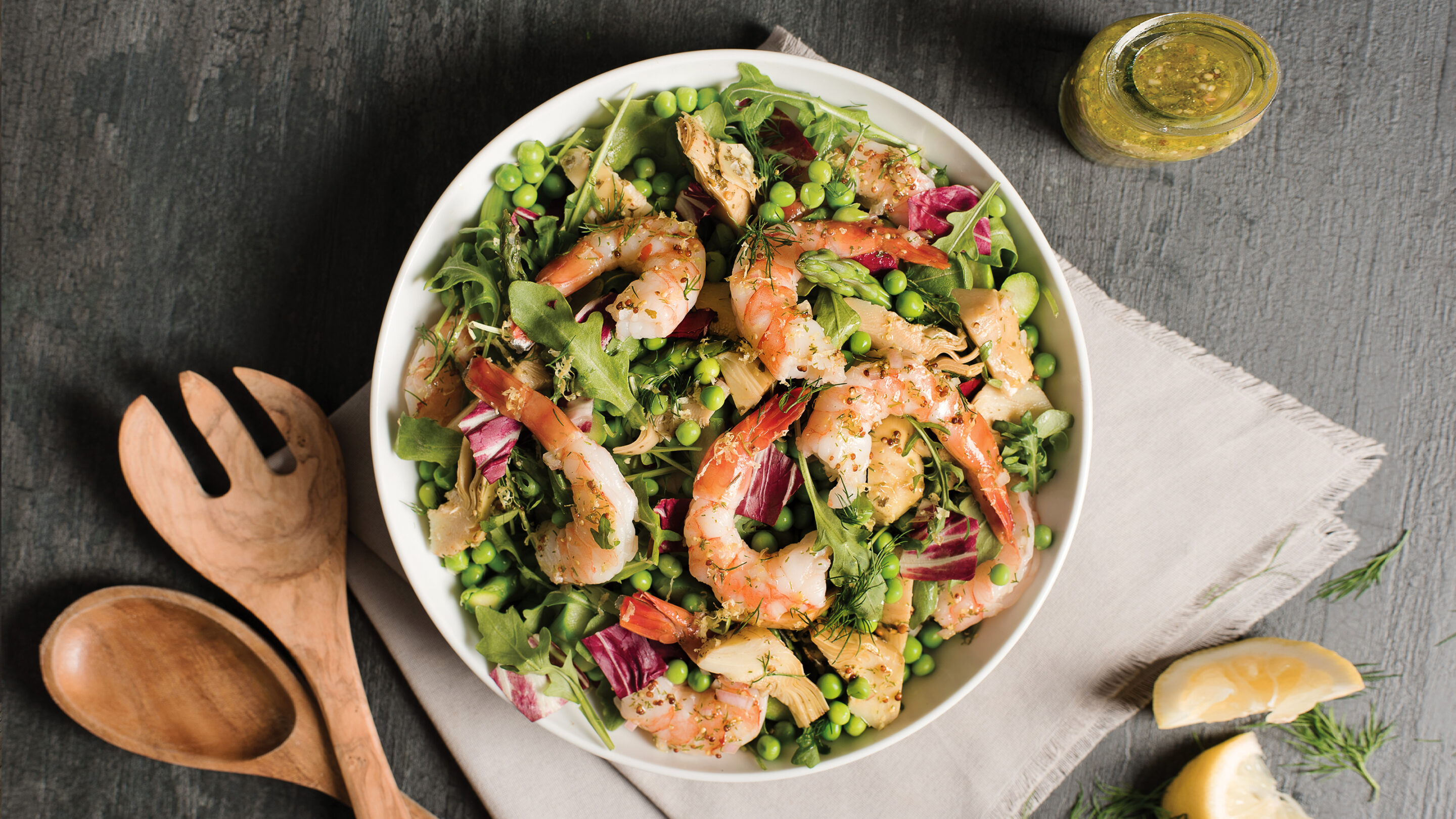 Shrimp, Asparagus and Artichoke Hearts with Baby Peas