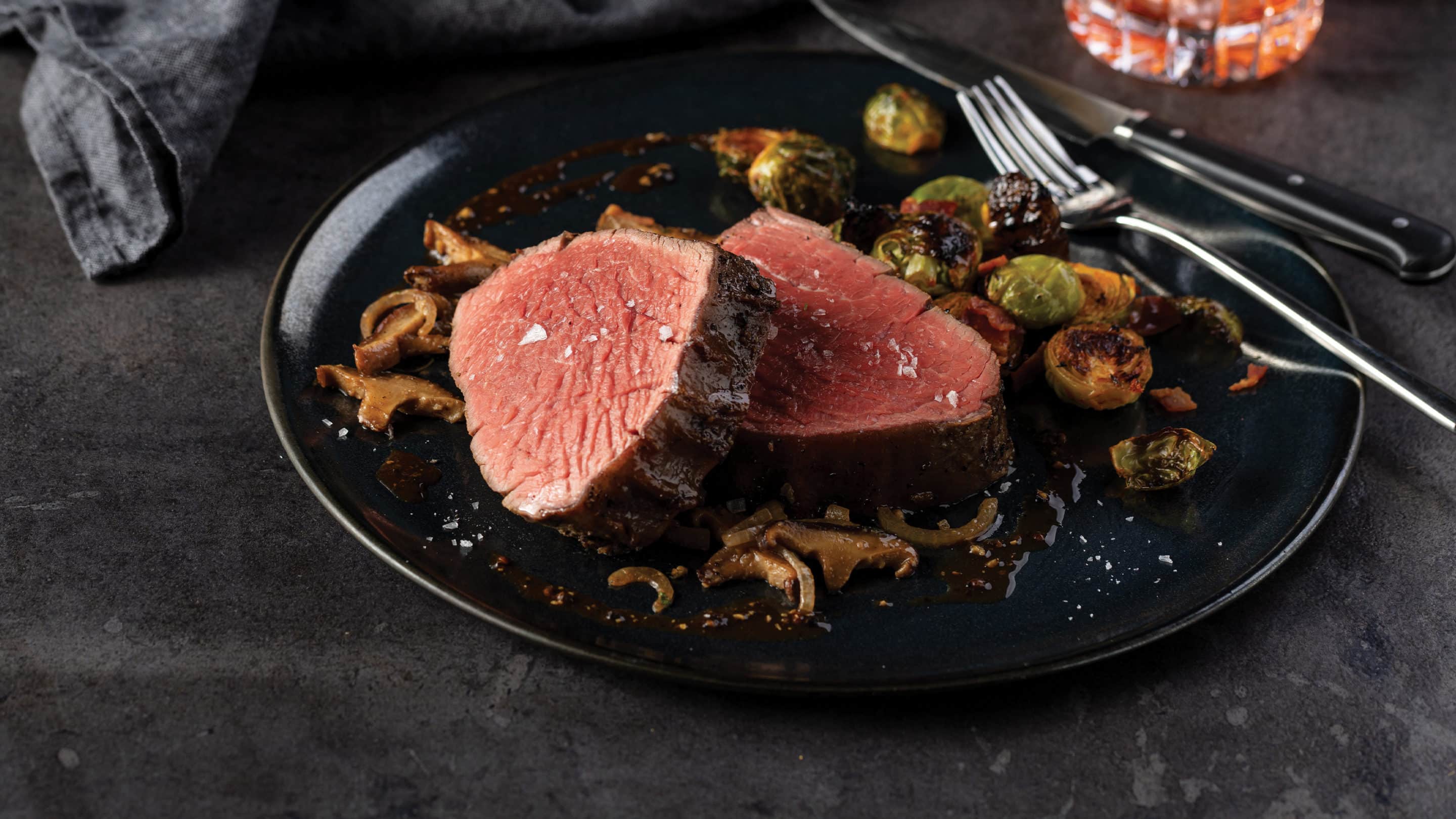 blogwp_chateaubriand with miso glazed mushrooms Pan-Seared Chateaubriand on plate