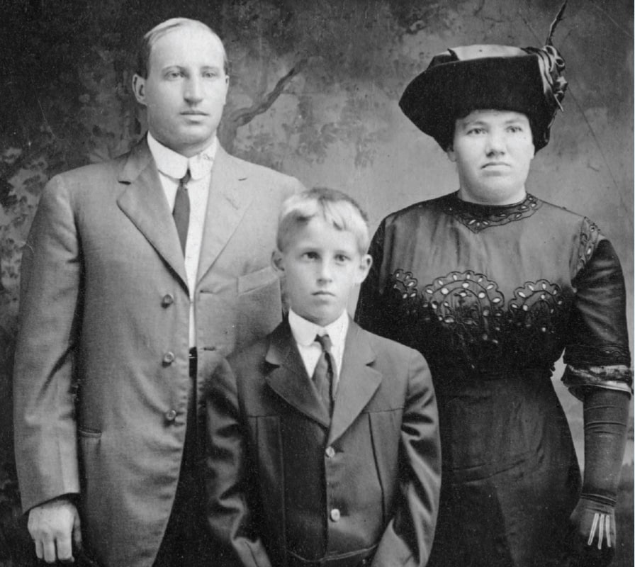 B.A. Simon with his father J.J. and mother Ethel, 1877