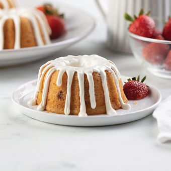Individual Strawberries and Cream Bundt Cakes