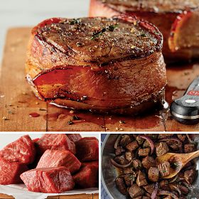 8 Bacon-Wrapped Filets + FREE 3 lbs. Beef Tips