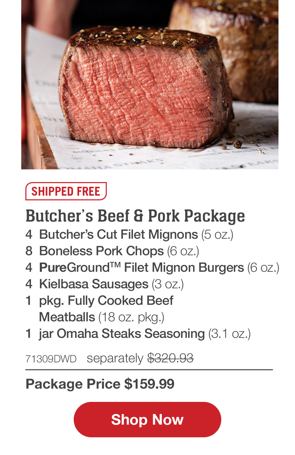 8 FREE Filet Mignon Burgers + 2x points Omaha Steaks
