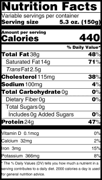 For Nutrition Information Please Call 1-800-960-8400