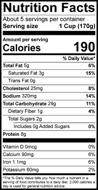 For Nutrition Information Please Call 1-800-960-8400