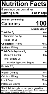 For Nutrition Information Please Call 1-800-960-8400