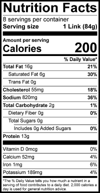 For Nutrition Information Please Call 1-800-960-8400
