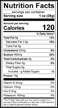 For Nutrition Information Please Call 1-800-960-8400