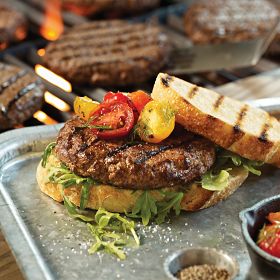 Steak Burger with Grilled Cherry Heirloom Tomato