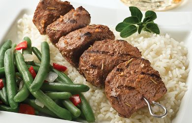 Teriyaki Tenderloin Beef Kabobs with Sticky White Rice