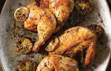 Roasted Chicken Halves with Roasted Vegetables