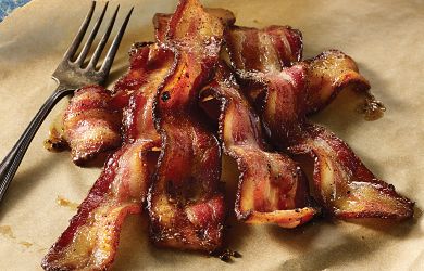 Cajun-Style Steak Cut Bacon Canapes with Blackened Shrimp and Remoulade Sauce