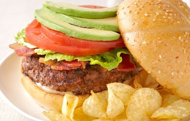 BLTA Burger (Bacon, Lettuce, Tomato, and Avocado)
