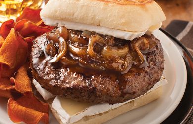 Grilled French Dip Burger with Jim Beam Black® Bourbon Onion