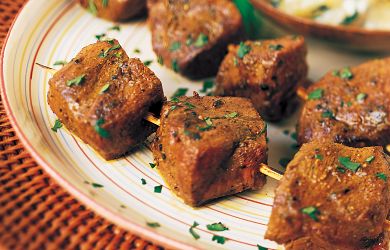 Beef Tikka with Pineapple Coconut Raita