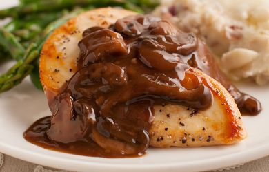 Sautéed Chicken Breasts with Mushroom and Merlot Demi Glace