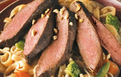 Flat Iron Steaks with Peanut Sauce