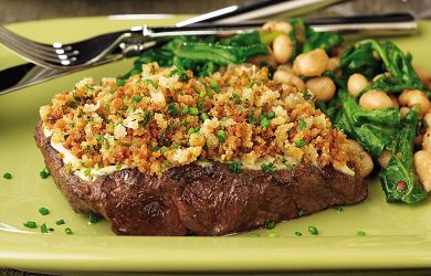 Porcini-Dusted Steaks with Horseradish Crust