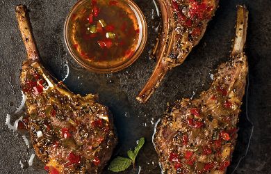 Grilled Lamb Chops with Mint Jalapeno Jelly