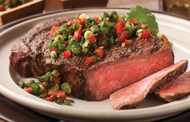 Grilled Ribeye Steak with Chimichurri Salsa