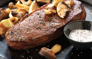 Skillet Steaks with Sauteed Wild Mushrooms