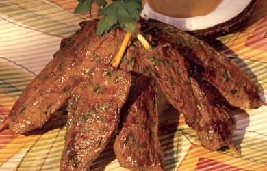 Top Sirloin Beef Satay with Peanut Dipping Sauce
