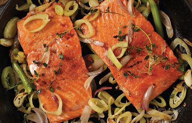 Baked Wild Salmon with Lemon, Sea Salt and White Wine