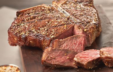 Grilled T-Bone Steak with Maytag Blue Cheese & Sun Dried Tomato Butter